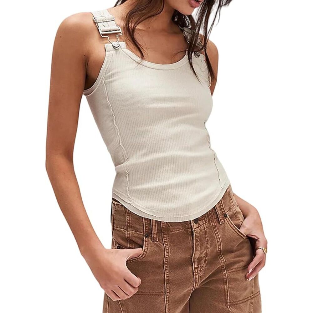 Slim Fit Scoop Neck Ribbed Tank Top, Medium, 3H-211T001